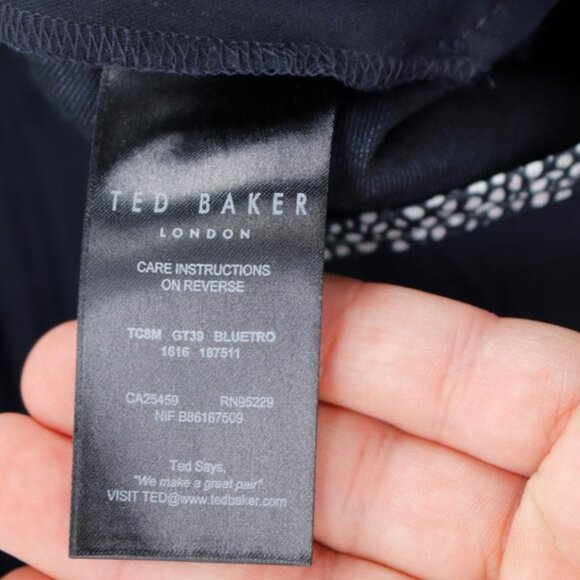 NWT Ted baker pants Mens 32 L31 navy blue linen trousers flat front pockets - Picture 14 of 15